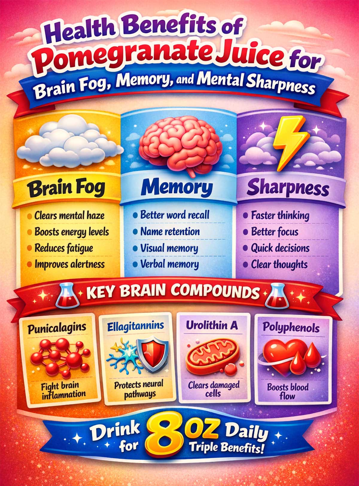 Health Benefits of Pomegranate Juice for Brain Fog Memory and Mental Sharpness