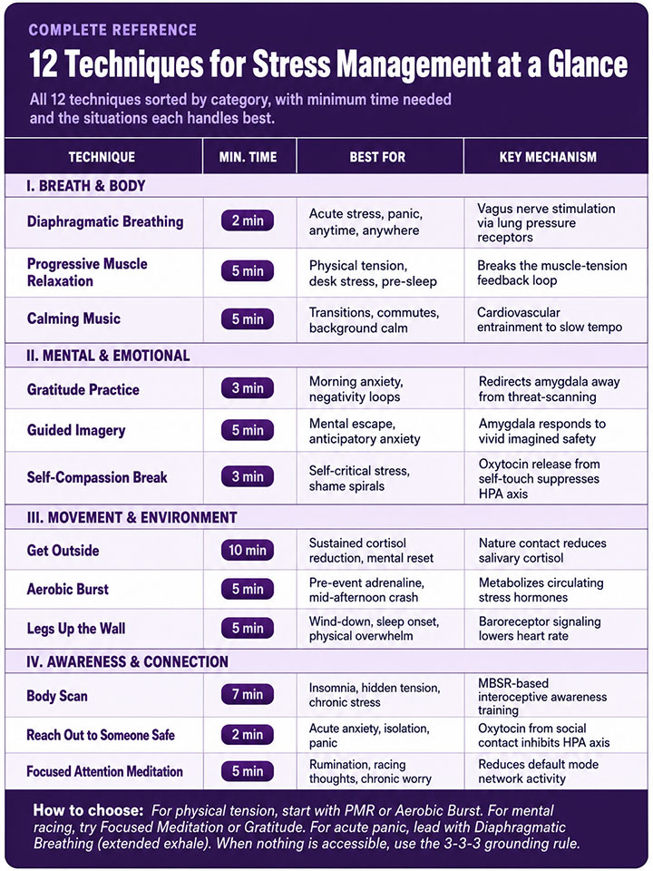 Techniques for Stress Management at a Glance Techniques for Stress Management at a Glance