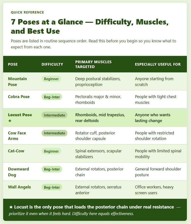 Poses at a Glance — Difficulty, Muscles, and Best Use Poses at a Glance — Difficulty, Muscles, and Best Use