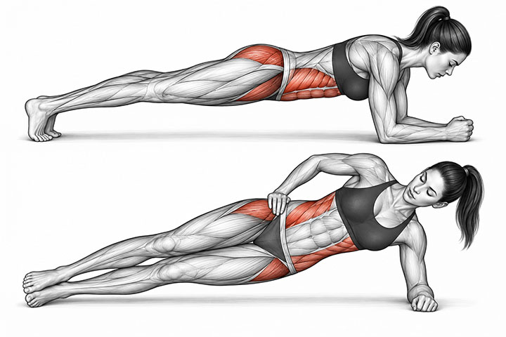 Anatomical Plank Variations Illustration Anatomical Plank Variations Illustration