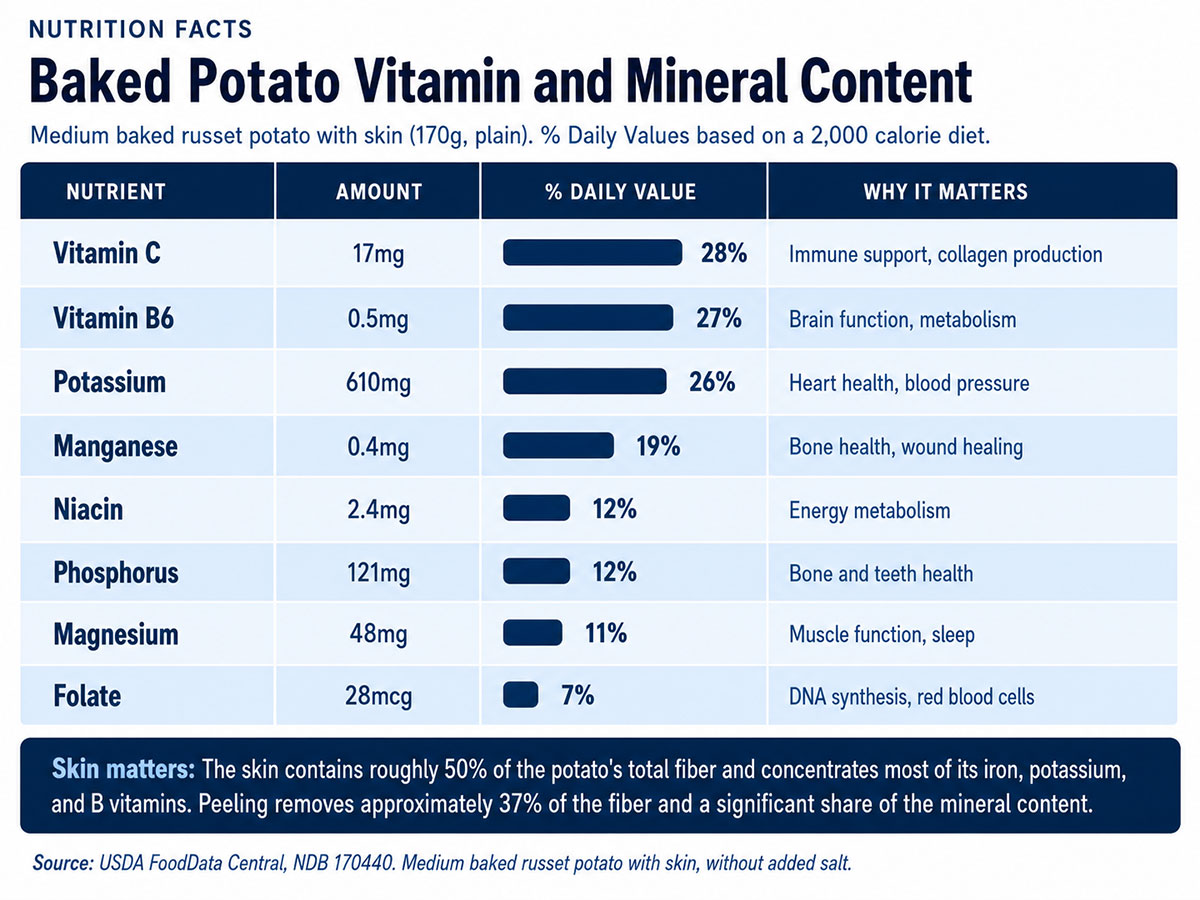 Baked Potato Vitamin and Mineral Content Baked Potato Vitamin and Mineral Content