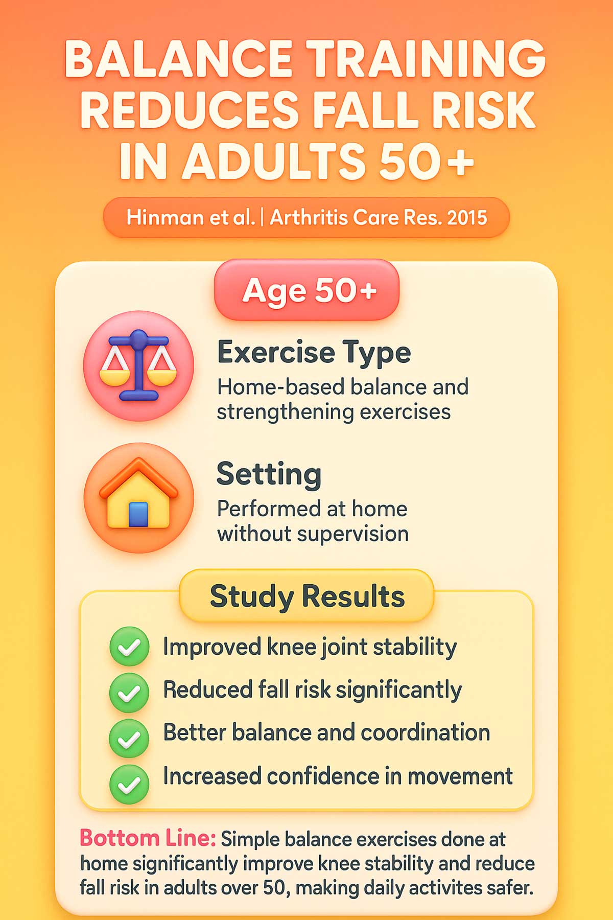 Balance Training Reduces Fall Risk in Adults +