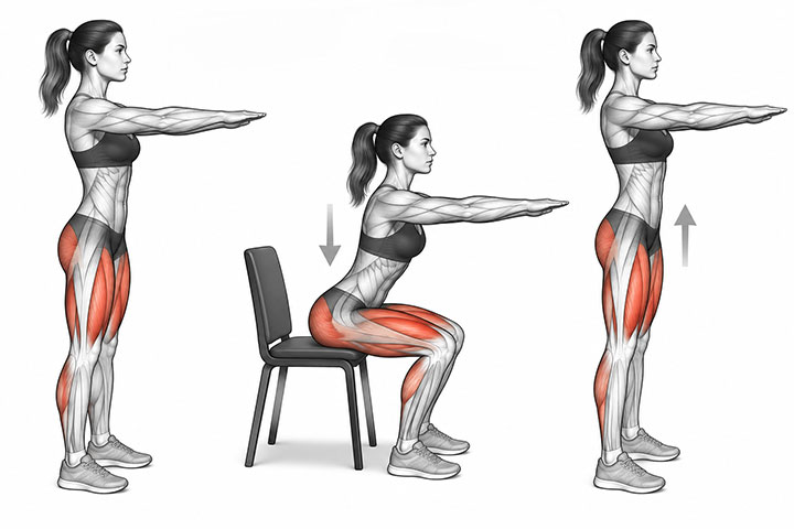 Bodyweight Squats to a Chair Bodyweight Squats to a Chair