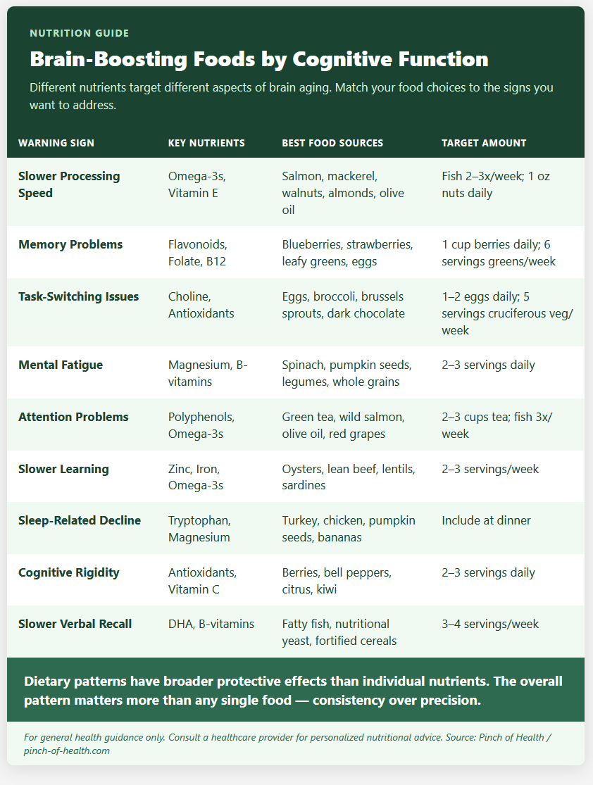 Brain Boosting Foods by Cognitive Function Brain Boosting Foods by Cognitive Function