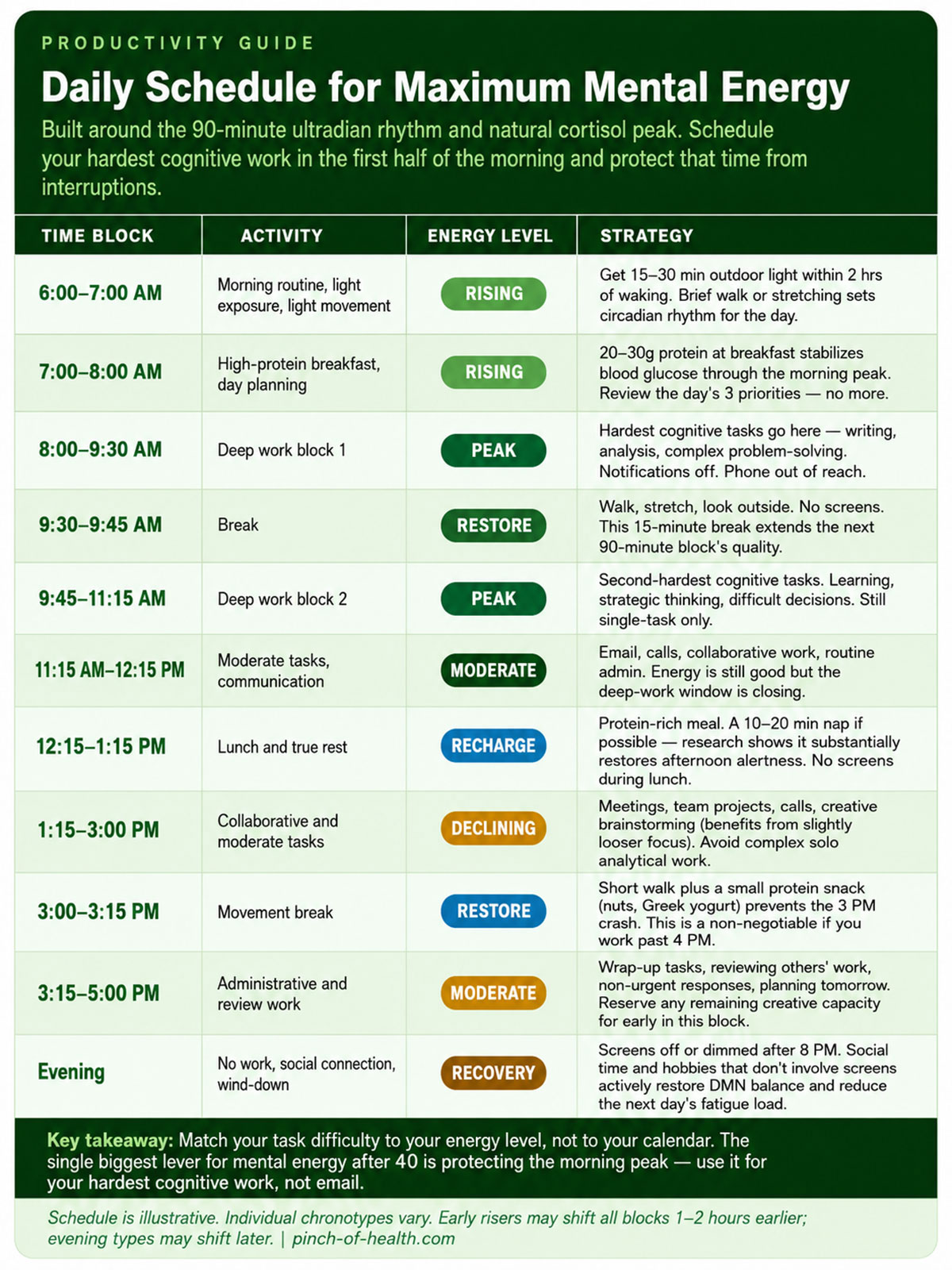 Daily Schedule for Maximum Mental Energy Daily Schedule for Maximum Mental Energy