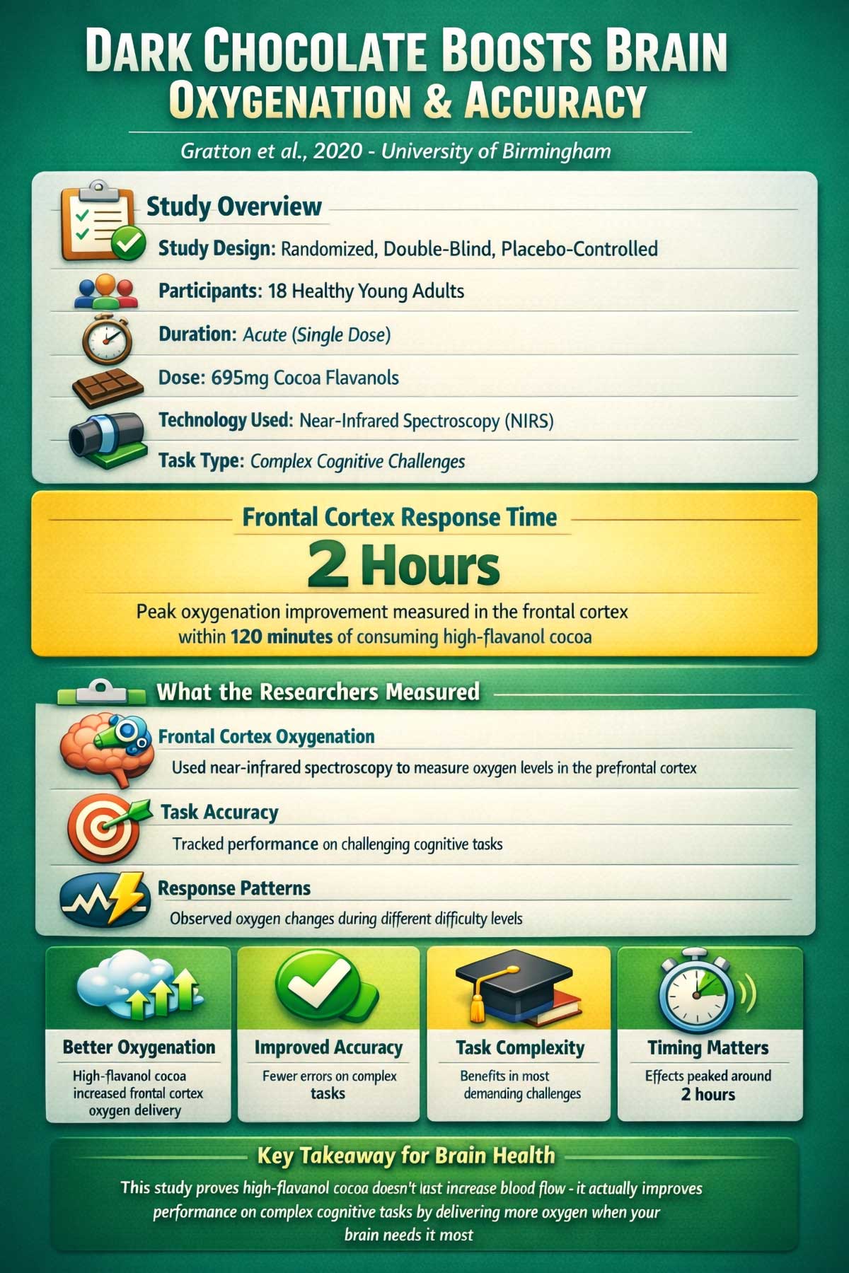 Dark Chocolate Boosts Brain Oxygenation and Accuracy