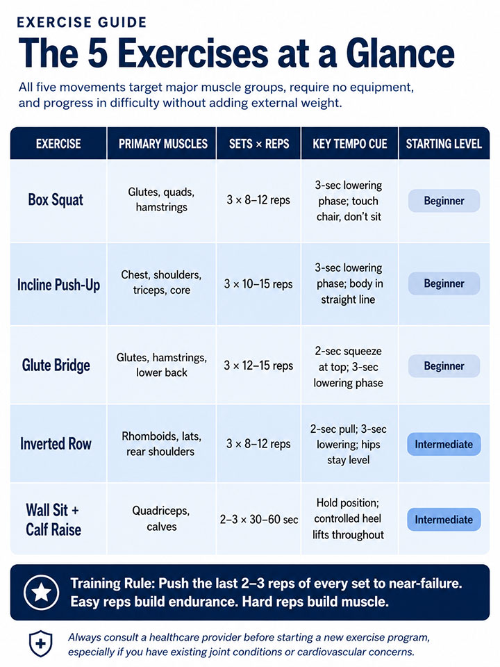 Five Exercise Fitness Guide Infographic Five Exercise Fitness Guide Infographic