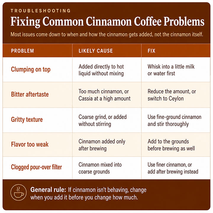 Fixing Common Cinnamon Coffee Problems Fixing Common Cinnamon Coffee Problems