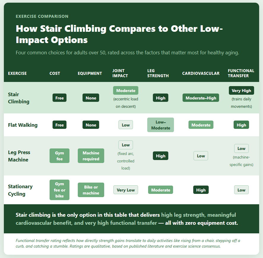 How Stair Climbing Compares to Other Low Impact Options How Stair Climbing Compares to Other Low Impact Options