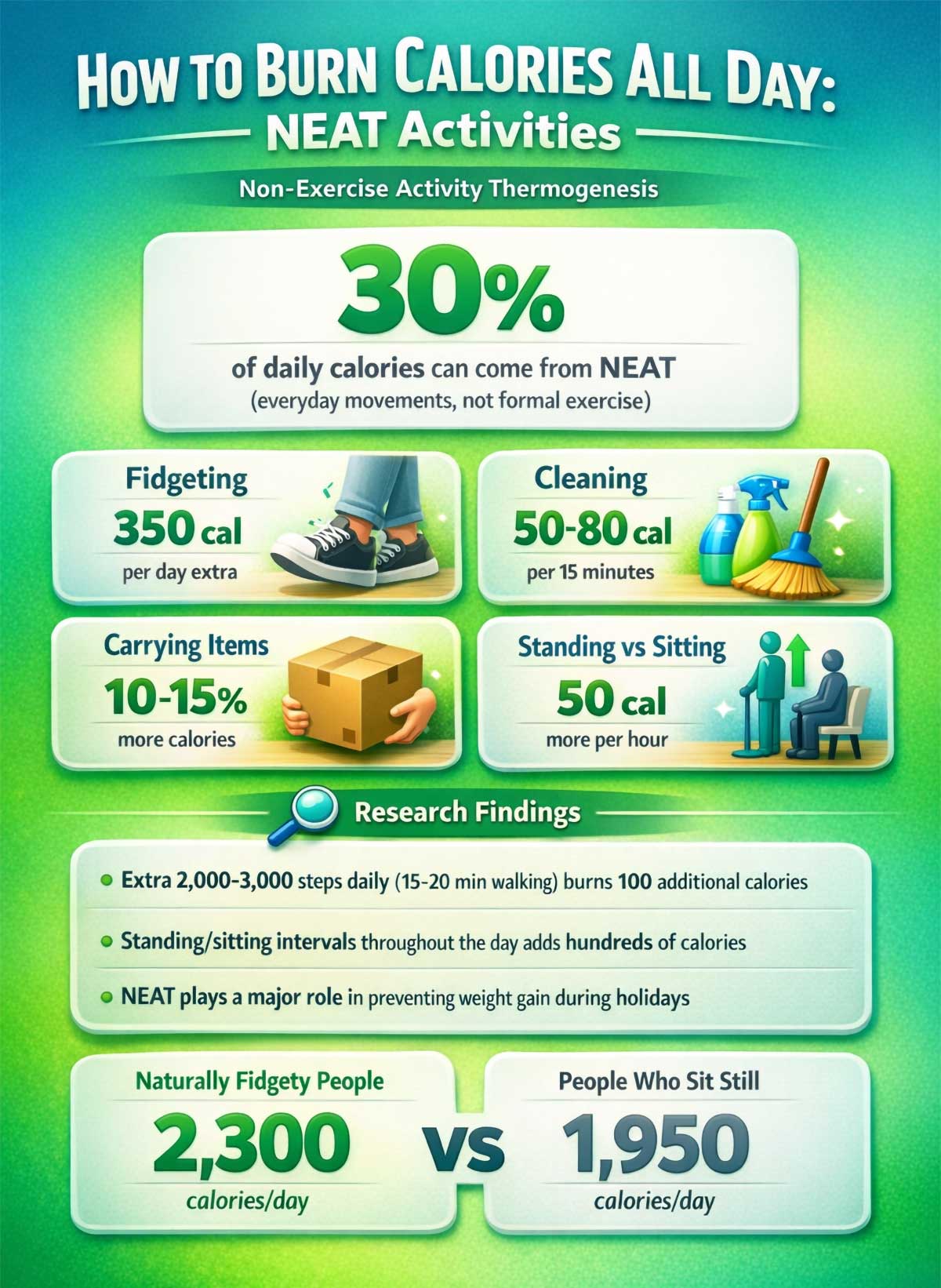 How to Burn Calories All Day NEAT Activities