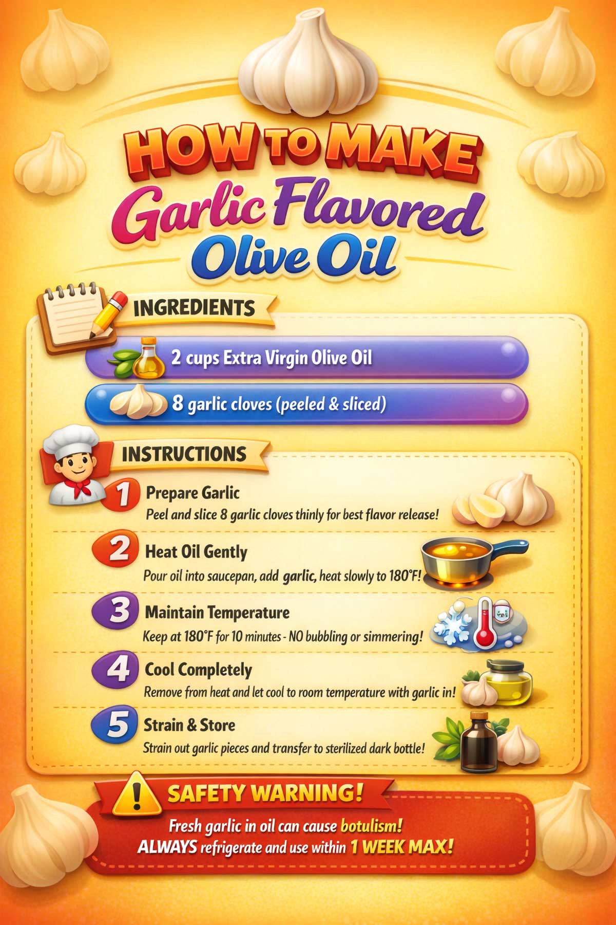 How to Make Garlic Flavored Olive Oil Safely at Home
