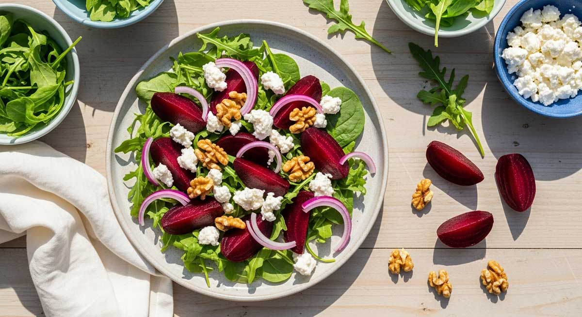 Mediterranean beetroot and goat cheese salad