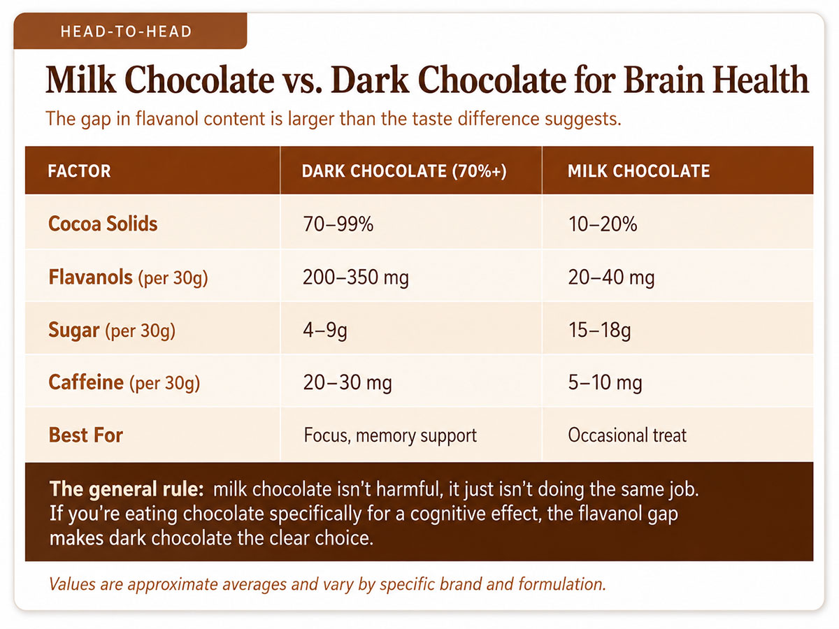 Milk Chocolate vs. Dark Chocolate for Brain Health Milk Chocolate vs. Dark Chocolate for Brain Health