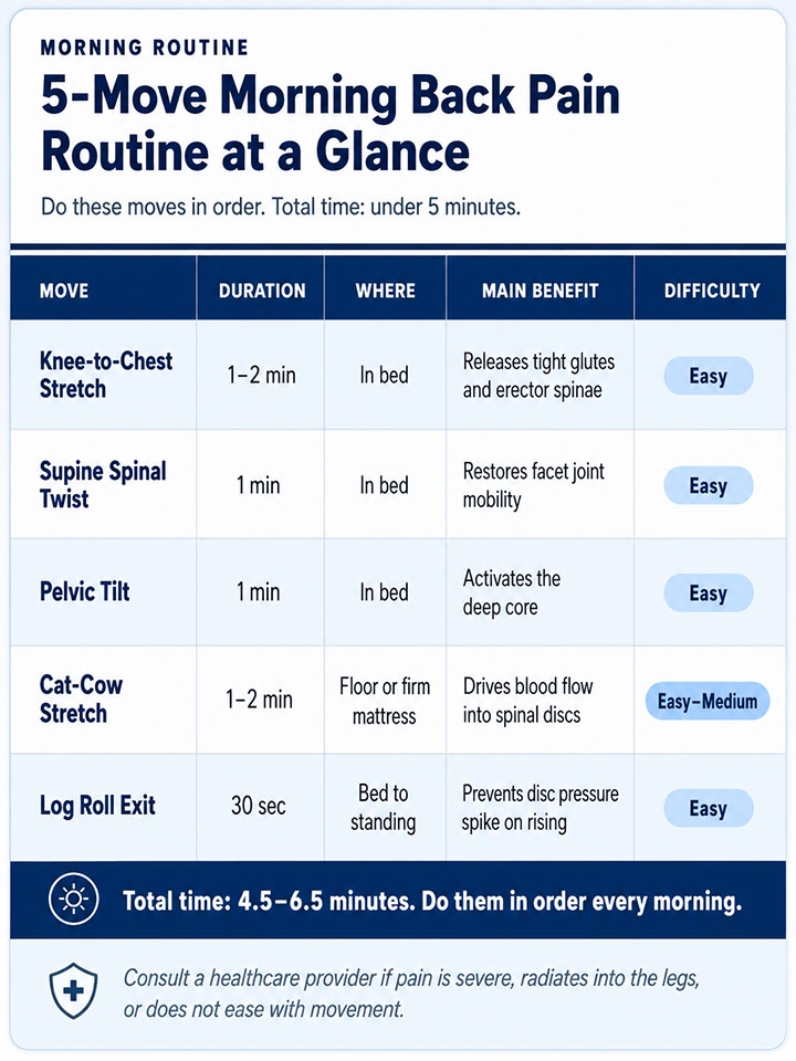 Morning Back Pain Routine Cheat Sheet Morning Back Pain Routine Cheat Sheet