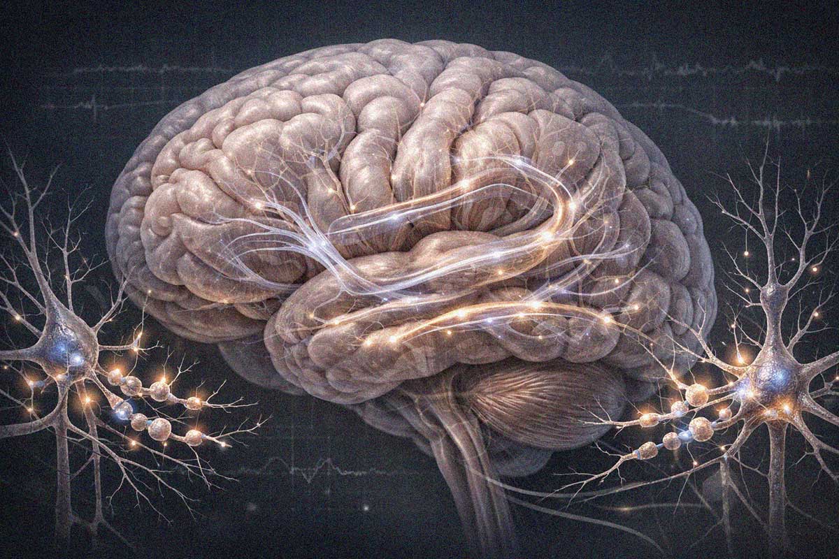 Neural pathways and glowing synapses detailed