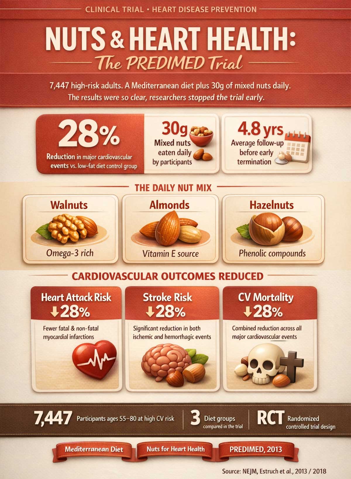 Nuts boosting heart health PREDIMED trial results
