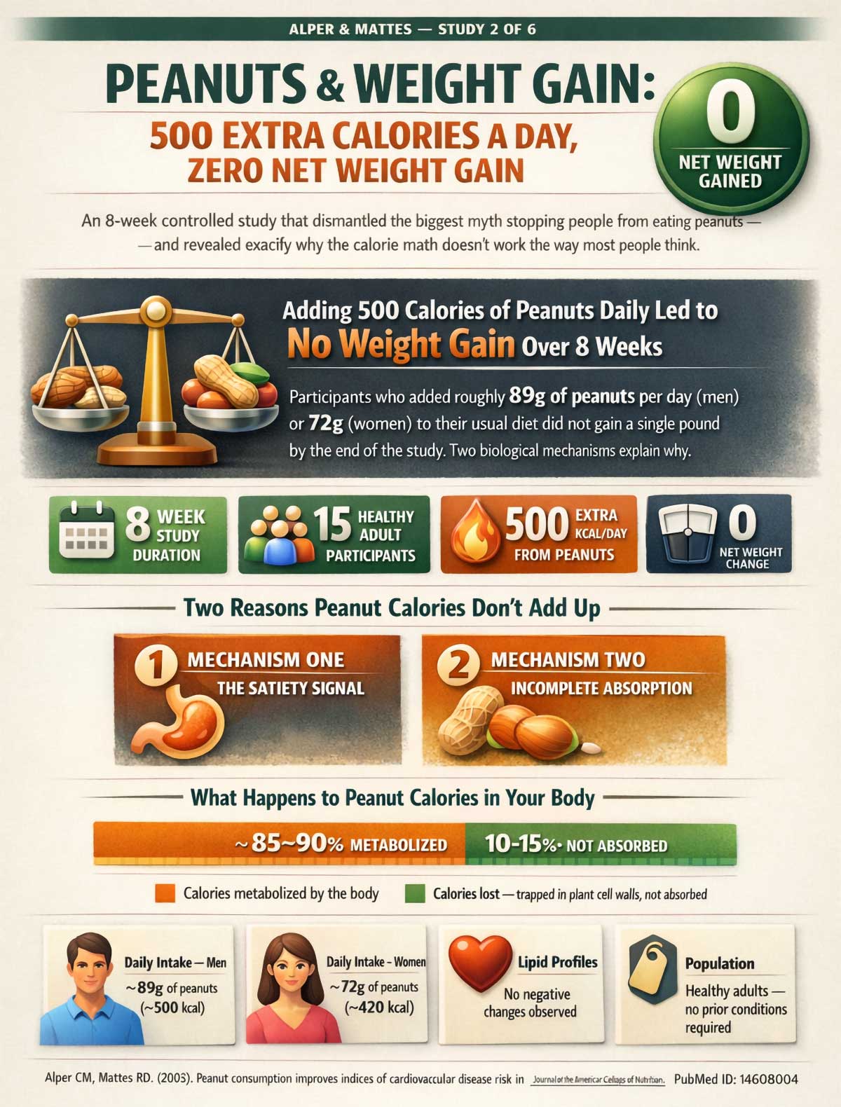 Peanuts & Weight Gain Extra Calories a Day, Zero Net Weight Gain
