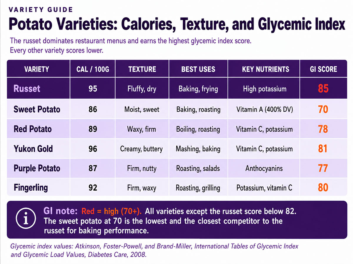 Potato Varieties Calories, Texture, and Glycemic Index Potato Varieties Calories, Texture, and Glycemic Index