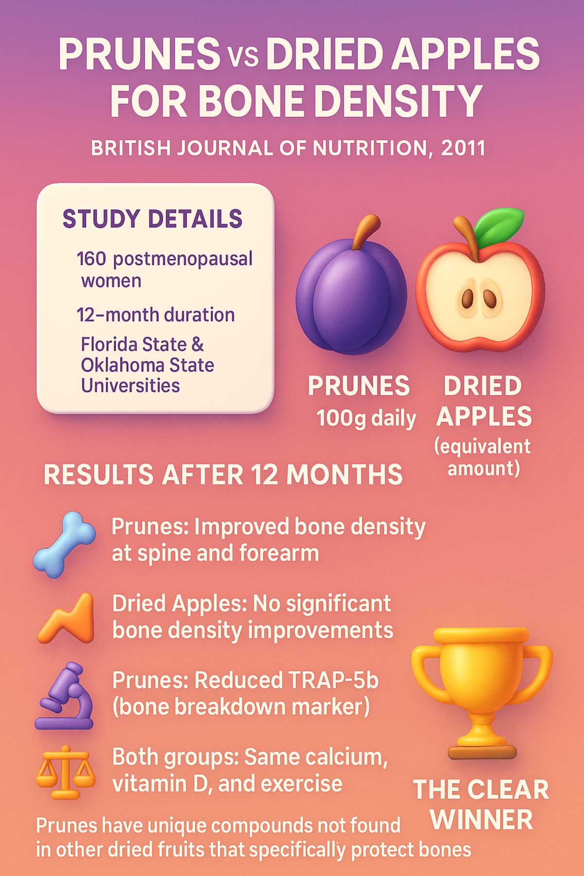 Prunes vs Dried Apples Bone Density Research