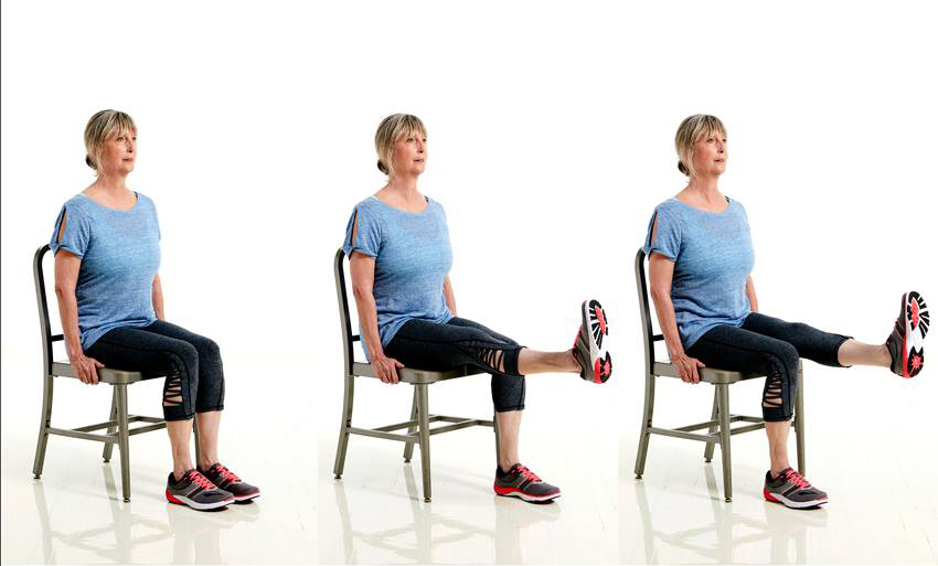 Seated leg extensions with ankle circles Seated leg extensions with ankle circles