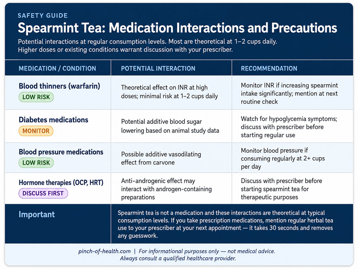 Spearmint Tea Medication Interactions and Precautions Spearmint Tea Medication Interactions and Precautions