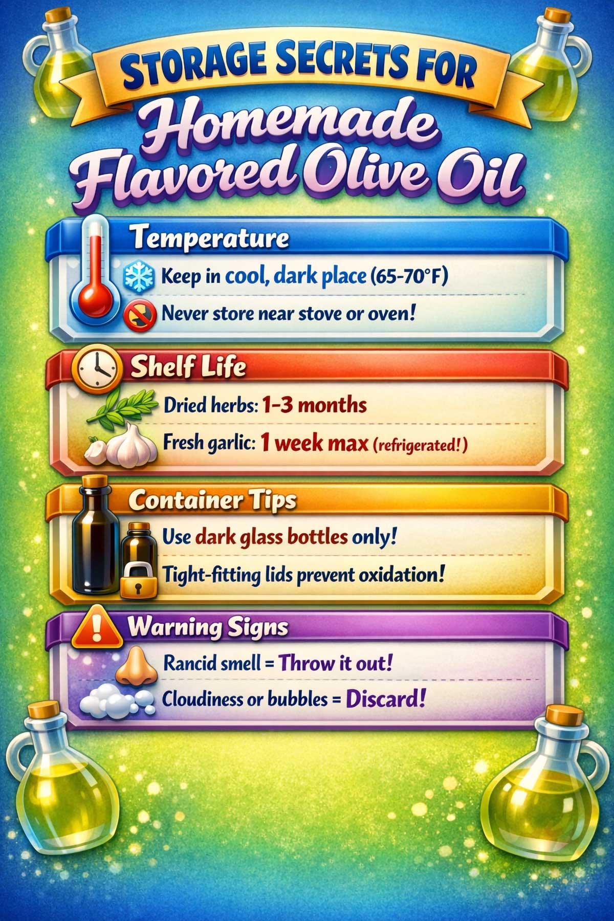 Storage Secrets for Homemade Flavored Olive Oil