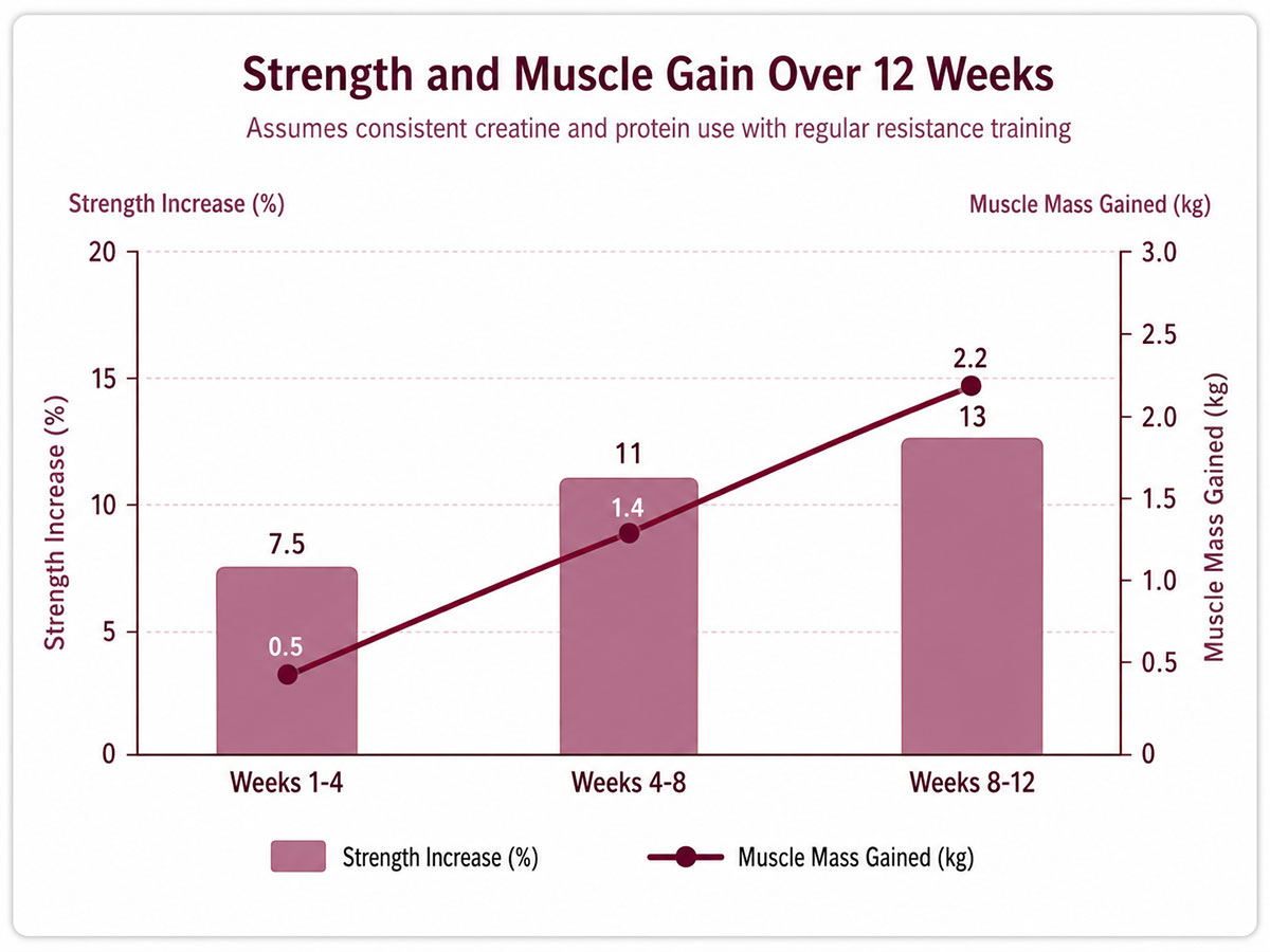 Strength and Muscle Gain Over Weeks Strength and Muscle Gain Over Weeks