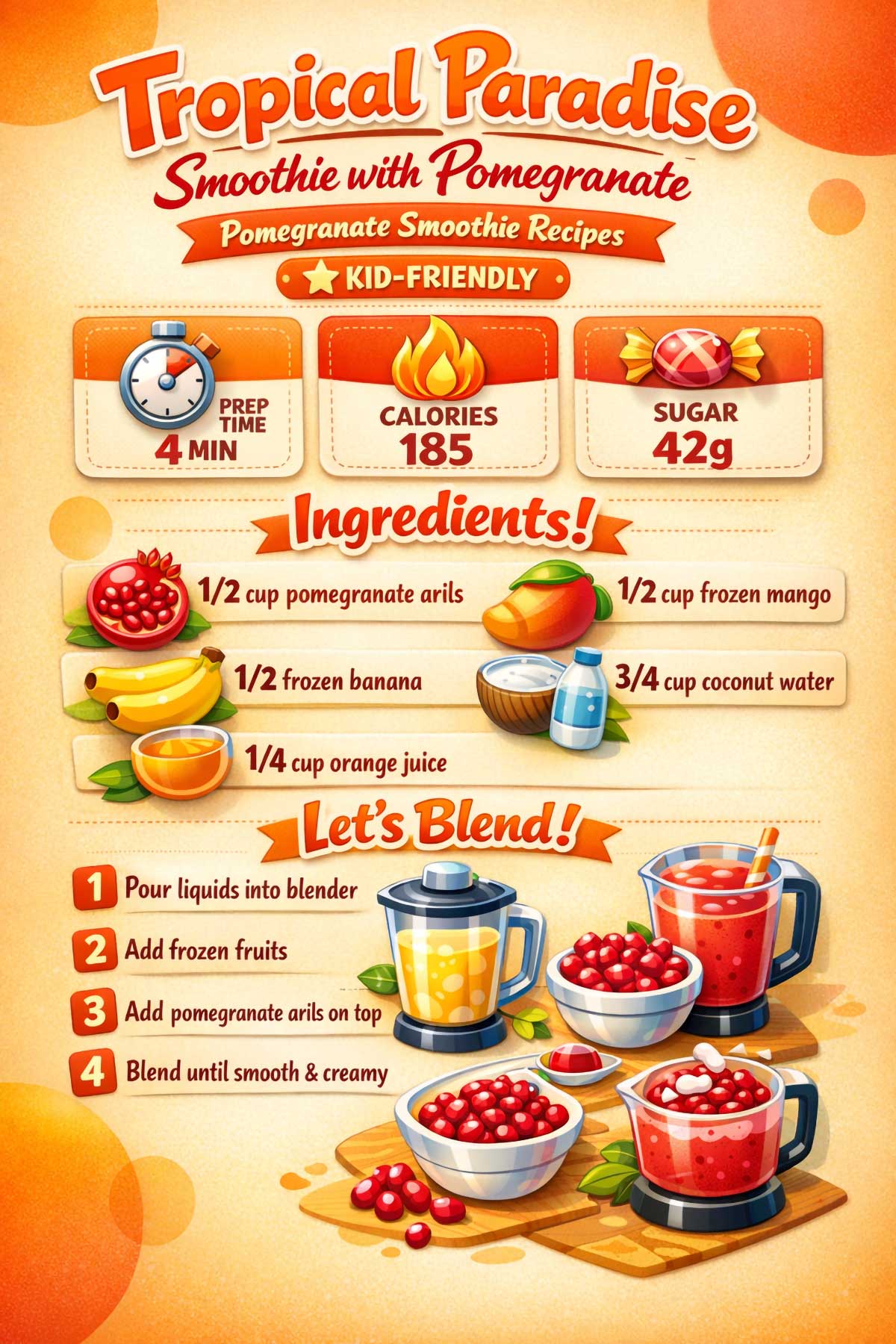 Tropical Paradise Pomegranate Smoothie That’s Kid Friendly and Refreshing