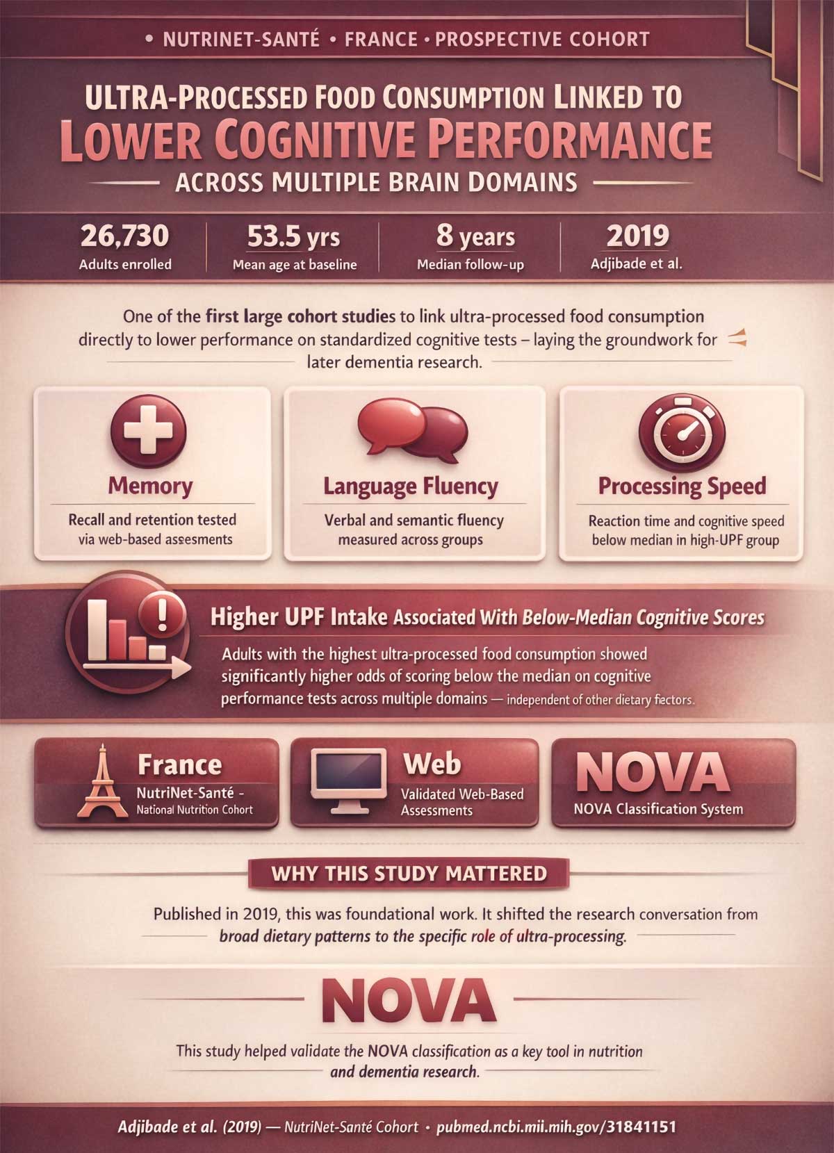 Ultra Processed Food Consumption Linked to Lower Cognitive Performance Across Multiple Brain Domains