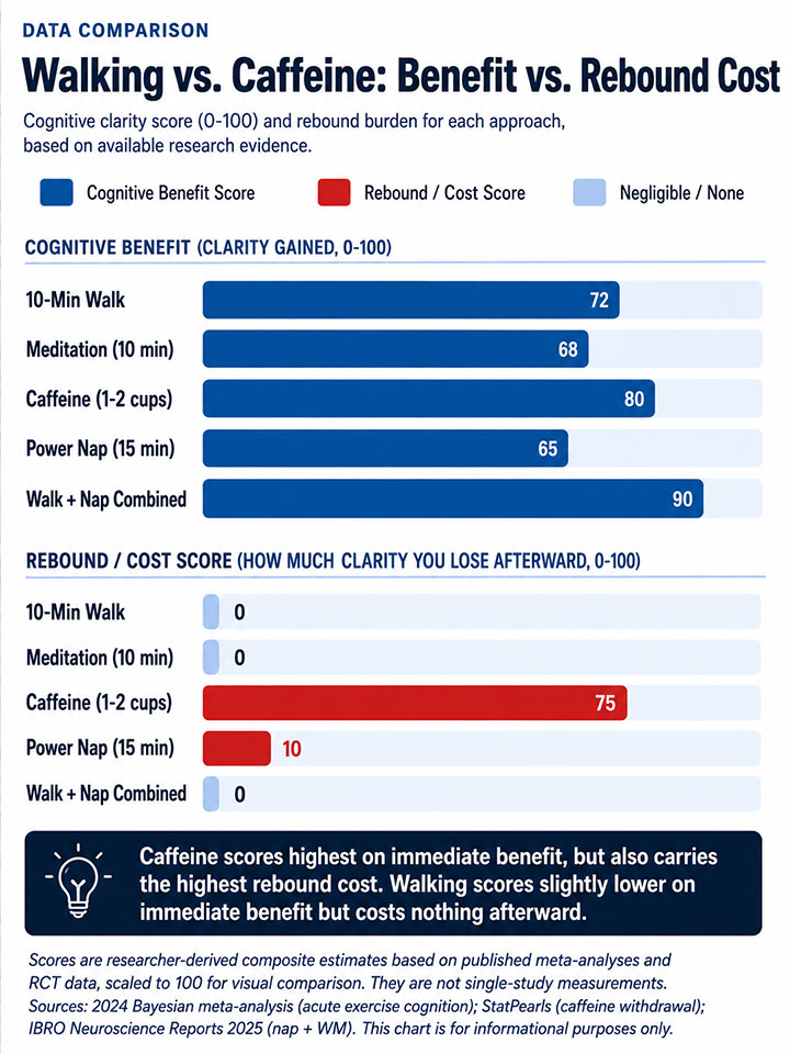 Walking vs. Caffeine Benefit vs. Rebound Cost Walking vs. Caffeine Benefit vs. Rebound Cost