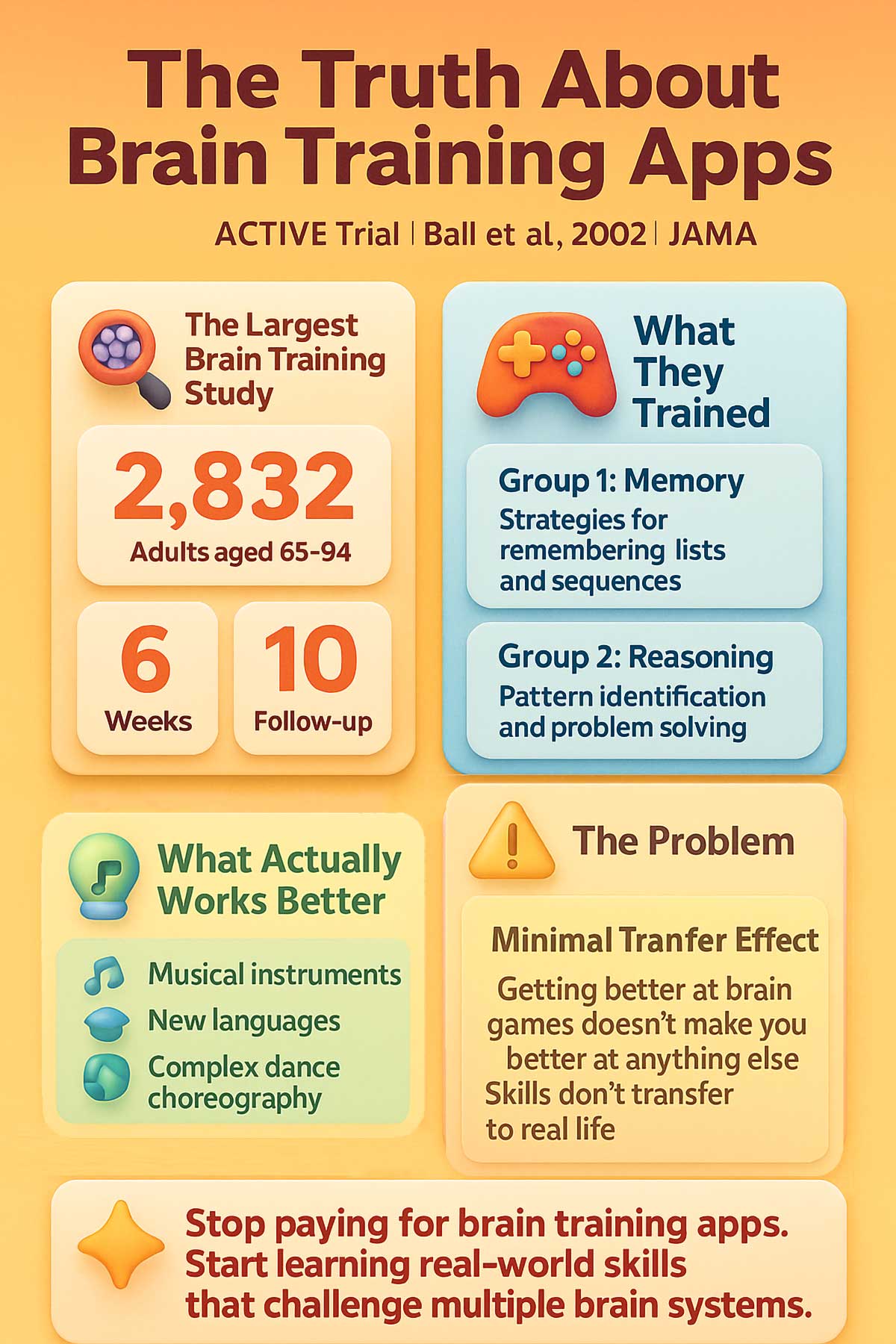 Why Brain Training Apps Don't Work ACTIVE Trial Results